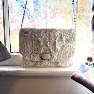 Mary Frances white agate beaded crossbody